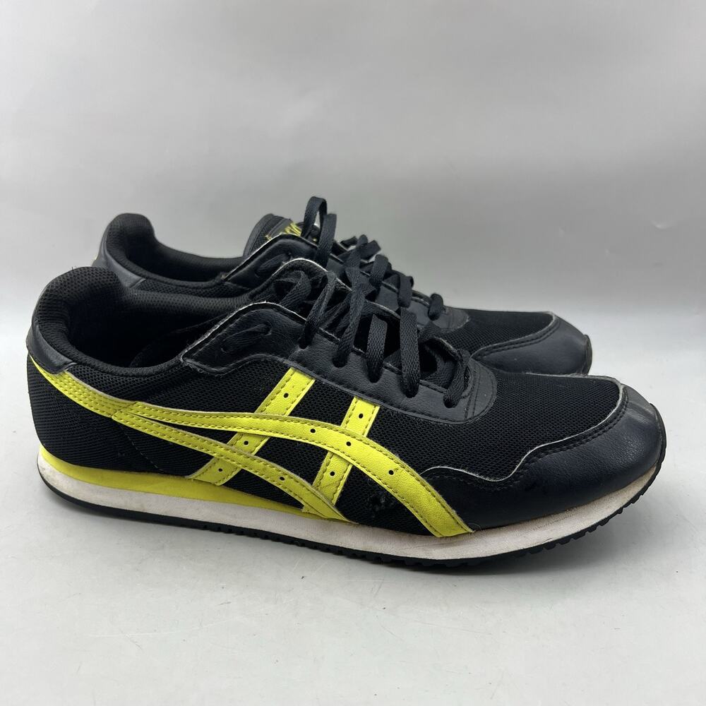 Asics Tiger Runner Shoes Men Size 11 Black Yellow Mesh Comfort Cushion Sneakers